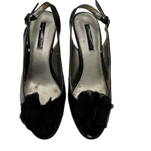 BANDOLINO BLACK SLINGBACK HEELS WITH BOW SIZE 8.5M